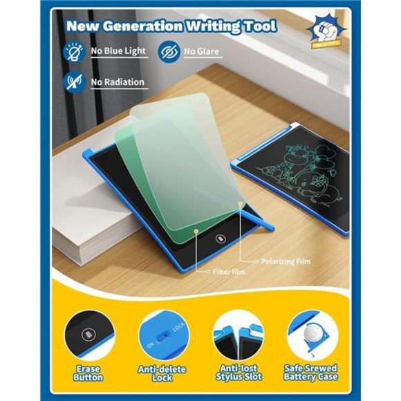 2 Pack LCD Writing Tablet with Stylus, 8.5in Erasable Doodle Board Mess - Picture 4 of 7